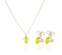 BIFHIG 2 Bijoux Pendentif Citron, Boucles d'oreilles Simples Et Polyvalentes, Collier De Fruits Ajustable, À Porter Au Quotidien avec des Accessoires, Adaptés Aux Fêtes Et Aux Mariages.