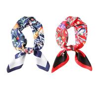 BIFHIG 2 Morceaux D'Écarpe De Soie Élée Pour Femmes, Écharpe En Soie À Papillon Floral, Châle De Crème Solaire, Petite Écharpe Carrée Légère.