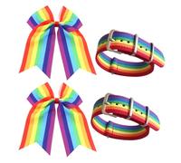 BIFHIG 2 Pièces D'Accessoires Pour Cheveux Arc-En-Ciel Et 2 Bracelets Arc-En-Ciel, Bandeau Élastique Rainbow Pride, Pour Fêtes, Défilés, Carnavals Et Vêtements Quotidiens