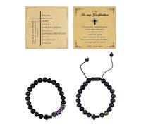 BIFHIG 2 Pièces De Bracelets en Perles Givrées Noires, Bracelets Créatifs À La Mode, Accessoires De Shopping, Cadeaux Religieux De Vacances, Produits pour Hommes.