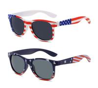 BIFHIG 2 Pièces De Lunettes De Soleil Drapeau Américain, Lunettes Classiques De Mode, Lunettes De Soleil De Décoration De Fête, Lunettes De Protection Extérieures, Unisexe.