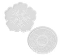 BIFHIG 2 Pièces De Moule À Dessous De Verre en Forme De Fleur, Moule en Silicone en Résine, Moule À Dessous De Verre À Verser Bricolage, Moule À Plateau À Motif Rond.