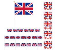 BIFHIG 20 Drapeaux Britanniques À Manivelle, 5 Autocollants De Drapeau National, Célébrations De Vacances, Mini Drapeaux Nationaux Levés À La Main, Décorations De Scène.