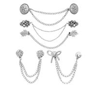 BIFHIG 3 Clips De Cardigan, 2 Boucles De Pantalon, Clips De Col De Pull, Chaînes À Pompons De Veste, Accessoires De Magasinage, Clips De Fixation De Tendance De Personnalité.