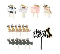 BIFHIG 36 Chiens avec des Drapeaux Et 1 Insert De Carte, Gâteau De Dessin Animé avec Inserts De Cartes, Décorations De Gâteaux, Accessoires Photo De Fête.