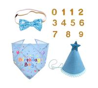 BIFHIG 4 Pièces De Décorations d'anniversaire pour Chiens, Serviettes De Salive Imprimées pour Animaux De Compagnie, Adaptés Aux Rassemblements De Vacances.