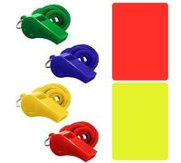 BIFHIG 4 Sifflets avec Lanière, 1 Carton Jaune, 1 Carton Rouge, Sifflet D'Arbitre, Carte D'Arbitre De Football, Adaptés Aux Entraîneurs, Aux Enseignants Et À L'Entraînement.