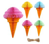BIFHIG 5 Morceaux De Guirlande De Crème Glacée, 1 Morceau De Corde, Décoration De Thème De Crème Glacée, Accessoires De Mise en Scène Amusants, Adaptés Aux Mariages Et Aux Anniversaires.
