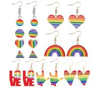 BIFHIG 9 Paires De Boucles d'oreilles Arc-en-Ciel, Forme Arc-en-Ciel d'amour, Boucles d'oreilles À La Mode, Adaptées Aux Fêtes De Fin D'Année, À La Saint-Valentin Et À Un Usage Quotidien.