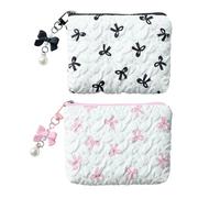 BIFHIG Trousse À Cosmétiques À Nœud 2 Pièces, Sac De Rangement pour Petits Objets, Trousse De Toilette Portable Simple, Petite Trousse À Cosmétiques Portable, Fournitures De Voyage en Plein Air.