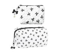 BIFHIG Trousse À Cosmétiques À Nœud 2 Pièces, Sac De Rangement pour Produits De Soin De La Peau, Trousse De Toilette De Voyage De Grande Capacité, Joli Sac À Main Portable.