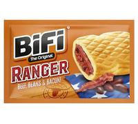 BiFi Ranger - Lot de 20 (20 x 60 g) - Snack à la saucisse avec haricots et bacon dans une pâte - Snack original à emporter - Pour les déplacements, le bureau ou le sport - Bœuf et porc