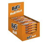 BiFi Roll Hot - Lot de 24 (24 x 45 g) - Snack au salami dans une pâte moelleuse - Snack saucisse épicé à emporter - Idéal pour les déplacements, le bureau ou le sport - Piment et paprika