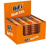 BiFi Roll XXL - Lot de 12 (12 x 70 g) - Snack au salami dans une pâte moelleuse - Snack original à emporter - Idéal pour les déplacements, le bureau ou le sport - Poivre, coriandre et ail