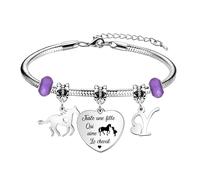 bifriend Cadeau d'amant animal,coeur d'argent drôle pendentif cheval bracelet 26 lettres initiales A - Z rappel bracelet bijoux fille sœur ami petite - fille nièce (Y)