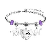 bifriend Cadeau d'amant animal,coeur d'argent drôle pendentif cheval bracelet 26 lettres initiales A - Z rappel bracelet bijoux fille sœur ami petite - fille nièce (N)