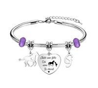 bifriend Cadeau d'amant animal,coeur d'argent drôle pendentif cheval bracelet 26 lettres initiales A - Z rappel bracelet bijoux fille sœur ami petite - fille nièce (G)