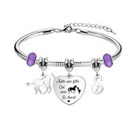 bifriend Cadeau d'amant animal,coeur d'argent drôle pendentif cheval bracelet 26 lettres initiales A - Z rappel bracelet bijoux fille sœur ami petite - fille nièce (S)