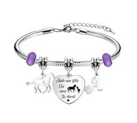 bifriend Cadeau d'amant animal,coeur d'argent drôle pendentif cheval bracelet 26 lettres initiales A - Z rappel bracelet bijoux fille sœur ami petite - fille nièce (A)