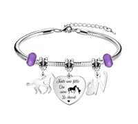 bifriend Cadeau d'amant animal,coeur d'argent drôle pendentif cheval bracelet 26 lettres initiales A - Z rappel bracelet bijoux fille sœur ami petite - fille nièce (W)