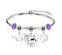 bifriend Cadeau d'amant animal,coeur d'argent drôle pendentif cheval bracelet 26 lettres initiales A - Z rappel bracelet bijoux fille sœur ami petite - fille nièce (D)