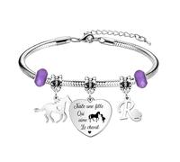 bifriend Cadeau d'amant animal,coeur d'argent drôle pendentif cheval bracelet 26 lettres initiales A - Z rappel bracelet bijoux fille sœur ami petite - fille nièce (R)