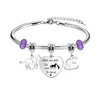 bifriend Cadeau d'amant animal,coeur d'argent drôle pendentif cheval bracelet 26 lettres initiales A - Z rappel bracelet bijoux fille sœur ami petite - fille nièce (E)