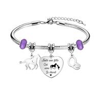 bifriend Cadeau d'amant animal,coeur d'argent drôle pendentif cheval bracelet 26 lettres initiales A - Z rappel bracelet bijoux fille sœur ami petite - fille nièce (Q)
