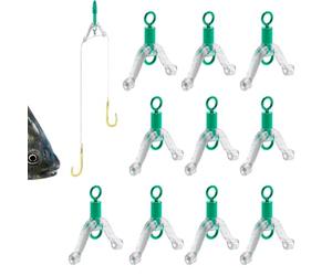 Bifurcation de fil de pêche, outil de bifurcation de fil de pêche | 10x séparateurs de pêche à la pêche à double crochet - Anneau à 8 en forme, accessoires anti-enchevêtrement pour le pêcheur débutant