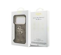 CG Mobile Coque de protection Guess pour iPhone 17 Pro – Grand logo classique – Marron/Doré