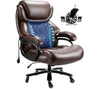 Big and Tall Chaise de bureau 362,9 kg - Ordinateur de bureau à dossier haut pour personnes lourdes avec support lombaire réglable et roues silencieuses - Grand bureau (marron)
