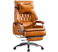 Big And Tall Chaise de bureau ergonomique inclinable et pivotante en cuir pour bureau et maison, réglable de 90 ° à 155 °