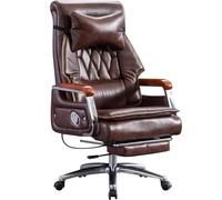 Big And Tall Chaise de bureau ergonomique inclinable et pivotante en cuir pour bureau et maison, réglable de 90 ° à 155 °