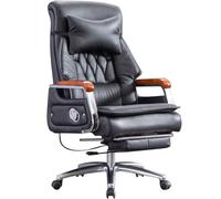 Big And Tall Chaise de bureau ergonomique inclinable et pivotante en cuir pour bureau et maison, réglable de 90 ° à 155 °