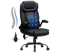 Big and Tall Chaise de bureau robuste en cuir avec dossier haut et accoudoirs rembourrés pour personnes lourdes, 204,1 kg, noir