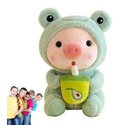 Big | Animal en peluche à thé de lait de cochon | Expression animée Bubble Tea Piggy Plush Toys, Ansoft Ansoft Frogs Tigers Tigers Rabbits Unicorns Cartoon Cartoon Emballage Toy pour