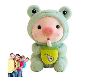 Big | Animal en peluche à thé de lait de cochon | Expression animée Bubble Tea Piggy Plush Toys, Ansoft Ansoft Frogs Tigers Tigers Rabbits Unicorns Cartoon Cartoon Emballage Toy pour [video game]