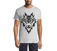 Big Bad Wolf Tribal Art Crew Neck Cotton T-Shirt Homme Ash, cendre, M