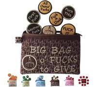Big Bag of F*CKS to Give Zipper Pouch | Funny Embroidery Pocket Token | Handmade 3D F*CK Embroidered Badge, Sarcastic Gag Funny Birthday Christmas Stress Relief Gift Zipper Pouch (Brown)