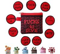 Big Bag of F*CKS to Give Zipper Pouch | Funny Embroidery Pocket Token | Handmade 3D F*CK Embroidered Badge, Sarcastic Gag Funny Birthday Christmas Stress Relief Gift Zipper Pouch (Red)