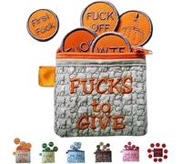 Big Bag of Fucks to Give Zipper Pouch | Funny Sarcastic Gag Zipper Pouch | with Different Fucks Zipper Prefect Felt Coins That Can Be Embroidered on Clothes, Bag of Fucks Gag Gift for Friends (Orange)