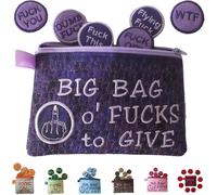 Big Bag of Fucks to Give Zipper Pouch | Funny Sarcastic Gag Zipper Pouch | with Different Fucks Zipper Prefect Felt Coins That Can Be Embroidered on Clothes, Bag of Fucks Gag Gift for Friends (Purple)