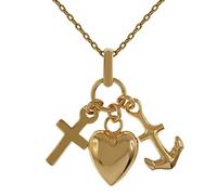 Big Bang Bijoux Lot pendentif Cœur Croix Ancre Plaqué Or 18 carats + Chaîne 42cm Plaqué Or - Neuf