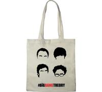 BIG BANG THEORY Cotton Division Officiel Big Bang Head imprimés 100% coton |Réutilisable | Longue poignée | Voyages et achats |Sac fourre-tout 38 * 40 CM, Big Bang Head_Beige_1, Taille unique