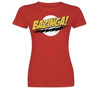 Big Bang Theory The Bazinga Femme T-Shirt Manches Courtes Rouge M, 100% Coton, Regular/Coupe Standard