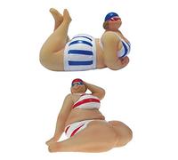 Big & Beautiful Paire de Fat Lady Plage inclinable nageurs - Décorations de Salle de Bain humoristique - Baigneurs Figurines couple - 8 cm