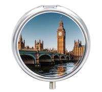 Big Ben and Houses of Parliament Riverside Petite boîte à pilules de voyage à 3 compartiments avec design anti-mélange facile à récupérer pour médicaments, vitamines et compléments