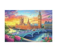 Big Ben dans la Ville au Coucher du Soleil 1000 Pièces Puzzle Créatif en Carton Anti-Déchirure Difficulté Moyenne Activité Manuelle Loisir Créatif Cadeau Fête des Mères Premium 1000 PCS