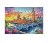 Big Ben dans la Ville au Coucher du Soleil 300 Pièces Puzzle Expert Confirmé en Carton Anti-Déchirure Très Difficile Haute Difficulté Motif Complexe Idée Cadeau Anniversaire Premium 300 PCS