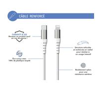 Bigben Connected Câble USB-C vers Lightning Force Power 60W PD MFi renforcé 2 m Blanc